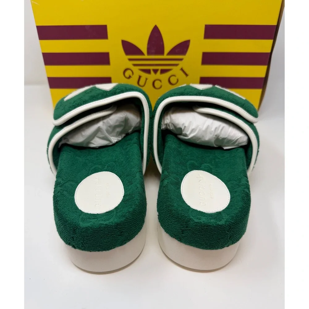 Gucci X Adidas GG Platform Sandal Green Size 12 US 11 EU